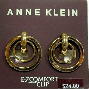 Anne Klein Gold Tone Comfort Clip Earrings NWT